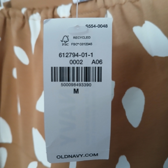 New Old Navy Dress Brown Cream Print Cowl Neck Satin Midi Slip Sleeveless Si… - Picture 11 of 11